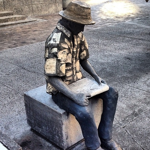 This guy gets me almost all the time. It seems like there's someone sitting there at the bus atop but nope, it's a statue.